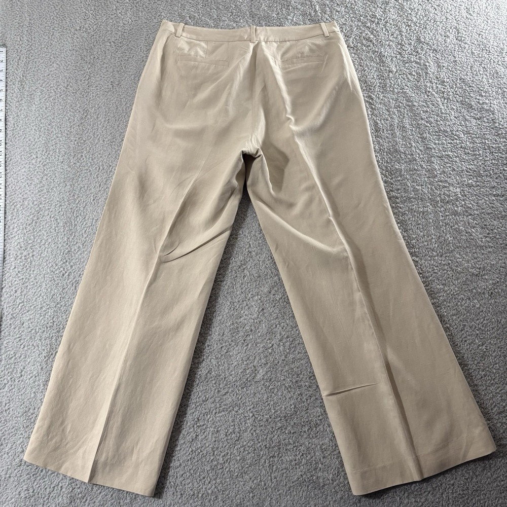 Lauren Ralph Lauren Andover Sz 10 Silk Linen Blend Lined Wide Leg Pants Beige - Picture 14 of 14